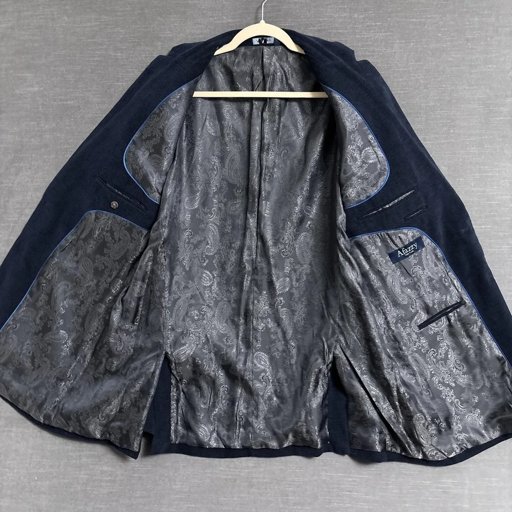 Afazzy Sport Coat 46L Navy Blue Corduroy Blazer Jacket Classic Casual‎ Business
